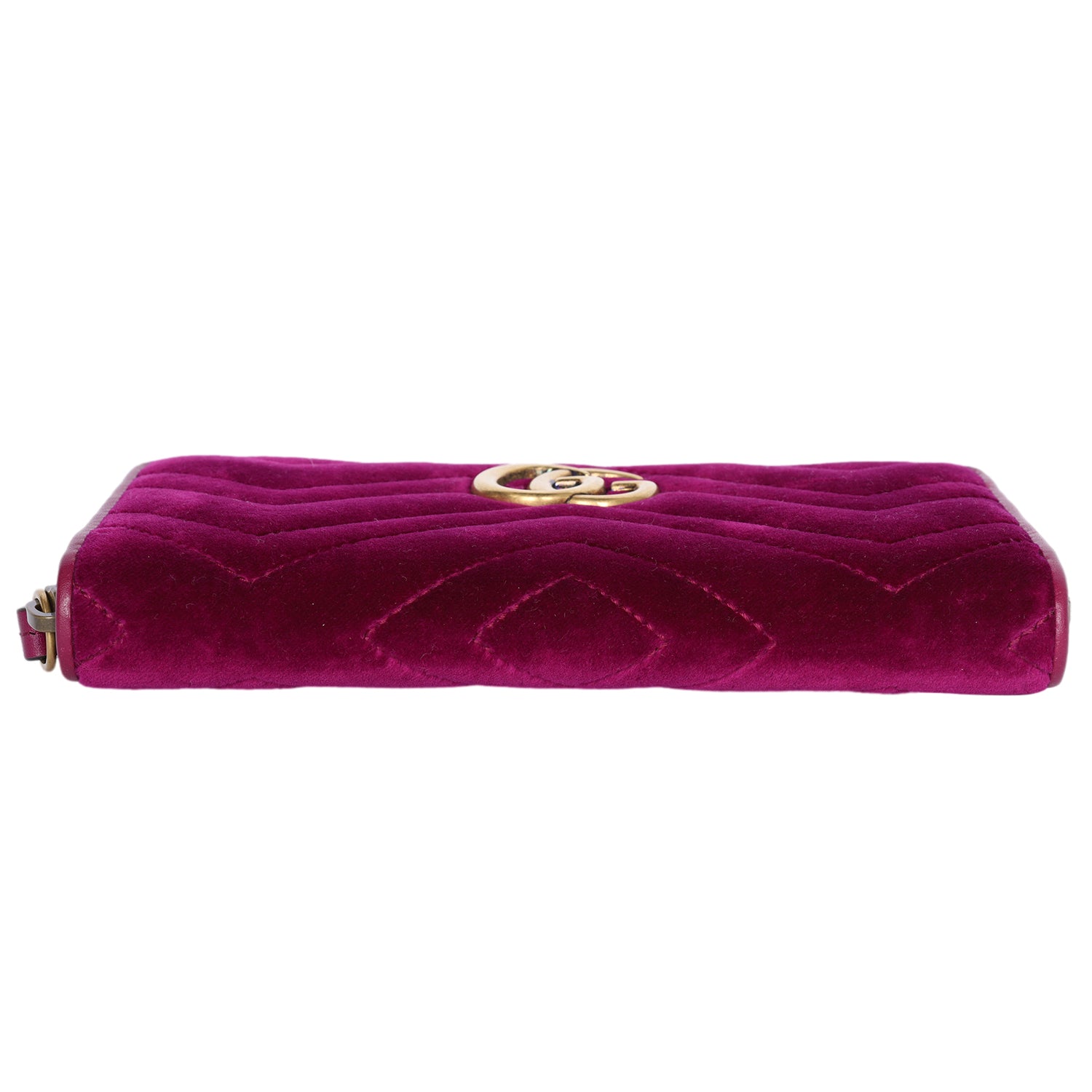 GG Marmont Quilted-Velvet Wallet in Purple (Authentic Pre-Owned)