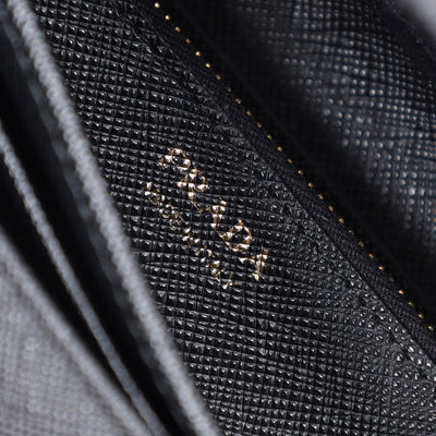 Saffiano Triangle Continental Flap Wallet Black