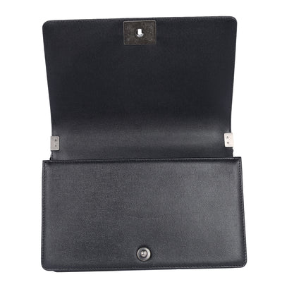 Caviar Quilted Large Boy Flap Bag Black