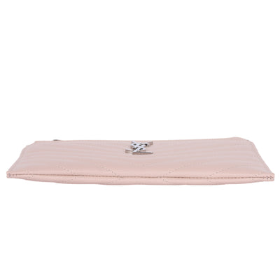 YSL Grain De Poudre Chevron Monogram Bill Pouch Dark Beige Pink