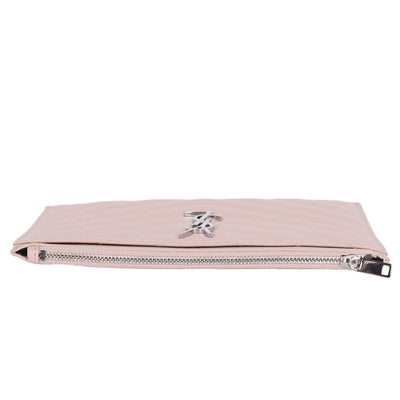 YSL Grain De Poudre Chevron Monogram Bill Pouch Dark Beige Pink