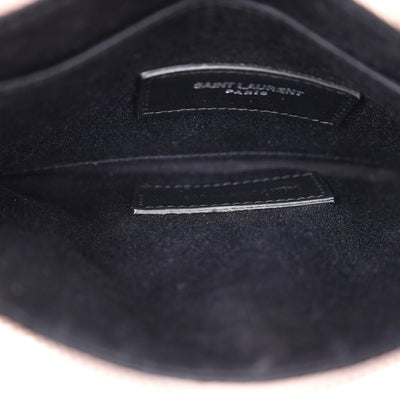 YSL Grain De Poudre Chevron Monogram Bill Pouch Dark Beige Pink