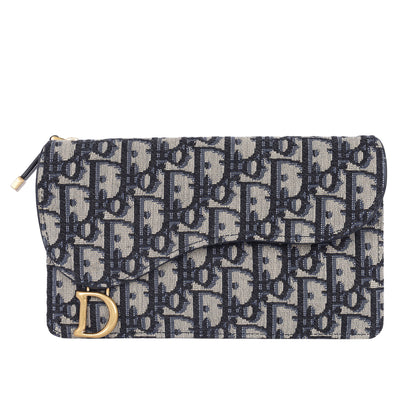 Christian Dior Monogram Saddle Pouch Wallet in Blue