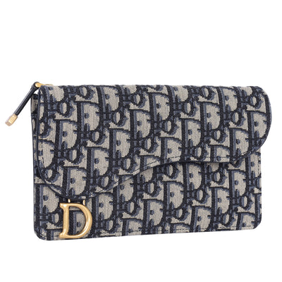 Christian Dior Monogram Saddle Pouch Wallet in Blue