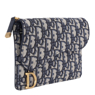 Christian Dior Monogram Saddle Pouch Wallet in Blue