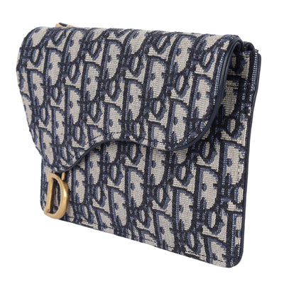 Christian Dior Monogram Saddle Pouch Wallet in Blue