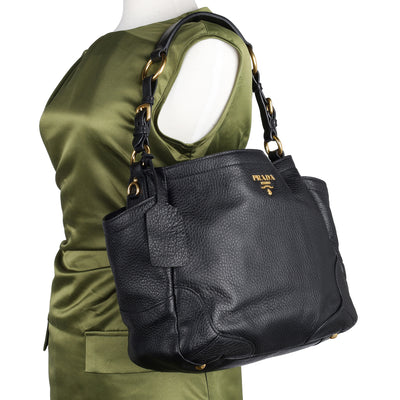 Vitello Daino Side Pocket Hobo Black