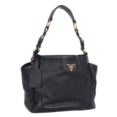 Vitello Daino Side Pocket Hobo Black