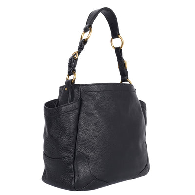 Vitello Daino Side Pocket Hobo Black