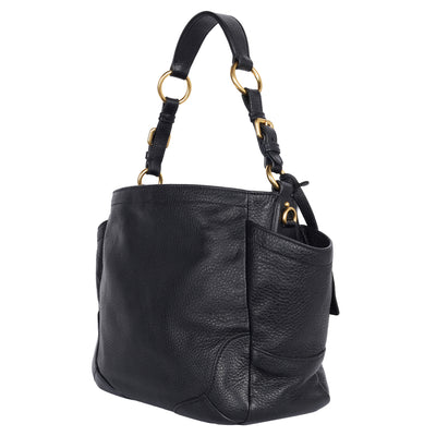 Vitello Daino Side Pocket Hobo Black