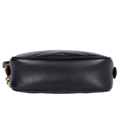 Calfskin Matelasse Mini GG Marmont Chain Shoulder Bag Black