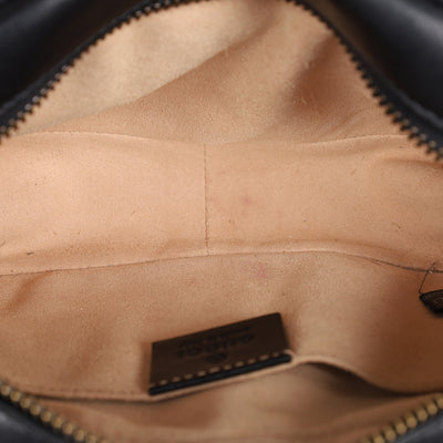 Calfskin Matelasse Mini GG Marmont Chain Shoulder Bag Black