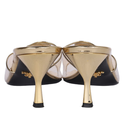 Clear Metallic Mule Sandals 39