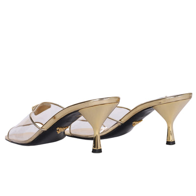 Clear Metallic Mule Sandals 39