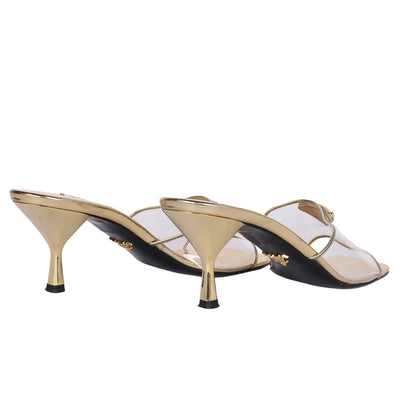 Clear Metallic Mule Sandals 39