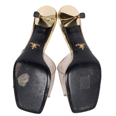 Clear Metallic Mule Sandals 39