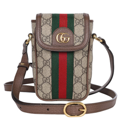 GG Supreme Monogram Web Ophidia Phone Crossbody