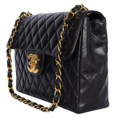 Quilted Jumbo Classic Flap Bag Black