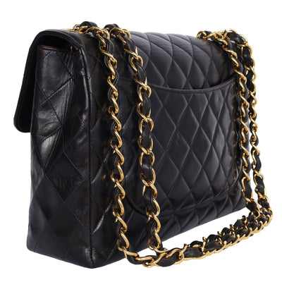 Quilted Jumbo Classic Flap Bag Black