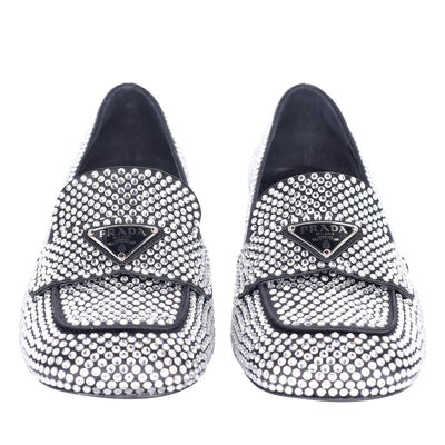 Crystal-embellished logo-plaque Loafers Size 35.5 NEW