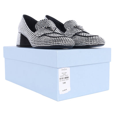 Crystal-embellished logo-plaque Loafers Size 35.5 NEW