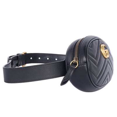 Matelasse GG Marmont Belt Bag 75 30 Black (Authentic Pre Loved)