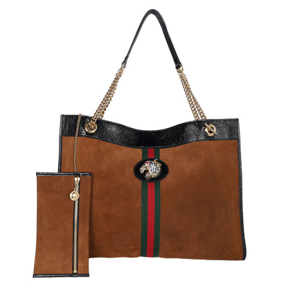 Suede Patent Large Rajah Chain Tote