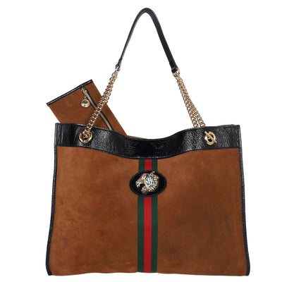 Suede Patent Large Rajah Chain Tote