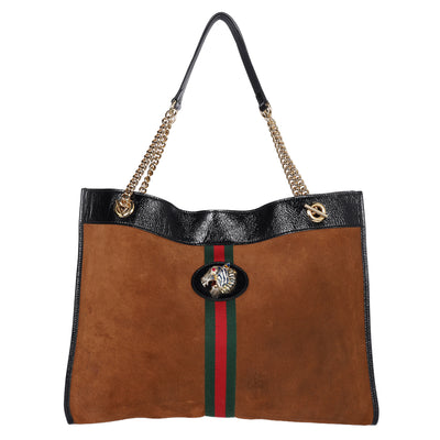 Suede Patent Large Rajah Chain Tote