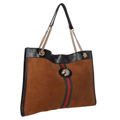 Suede Patent Large Rajah Chain Tote