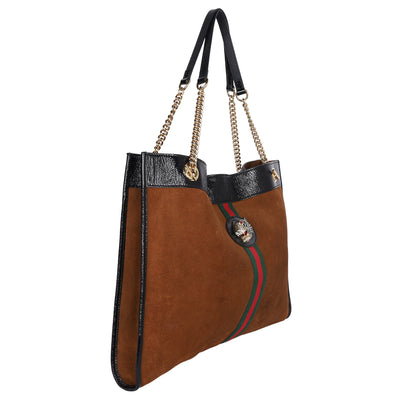 Suede Patent Large Rajah Chain Tote