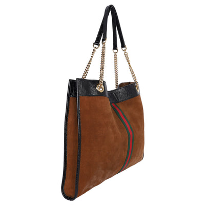 Suede Patent Large Rajah Chain Tote