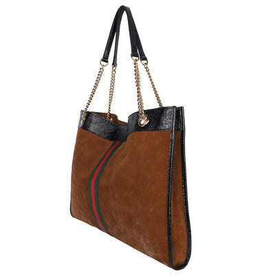 Suede Patent Large Rajah Chain Tote