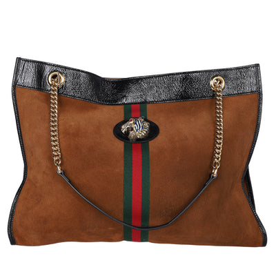 Suede Patent Large Rajah Chain Tote