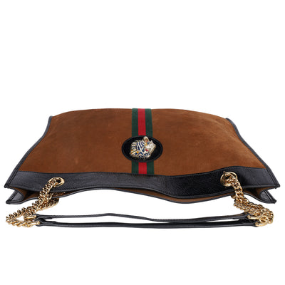 Suede Patent Large Rajah Chain Tote