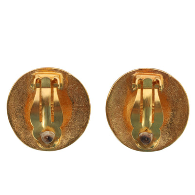 Round Gold Clip Earrings