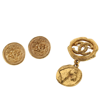 Round Gold Clip Earrings