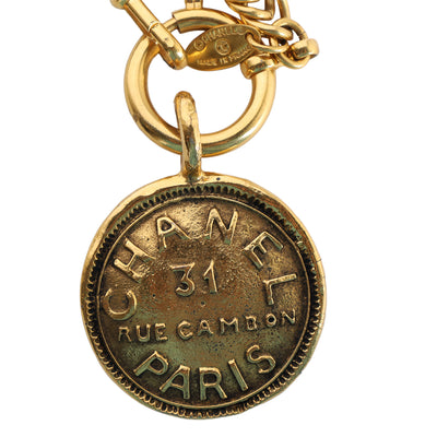 Gold Metal Medallion CC Chain Necklace