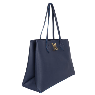 Grained Calfskin Lockme Shopper Blue