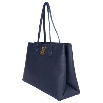 Grained Calfskin Lockme Shopper Blue
