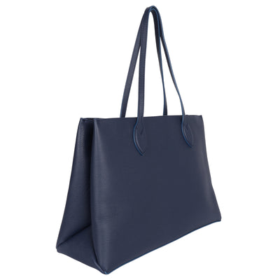 Grained Calfskin Lockme Shopper Blue