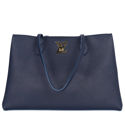 Grained Calfskin Lockme Shopper Blue