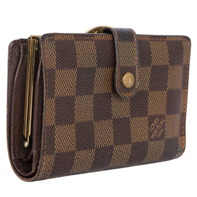 Damier Ebene French Kisslock Purse Wallet