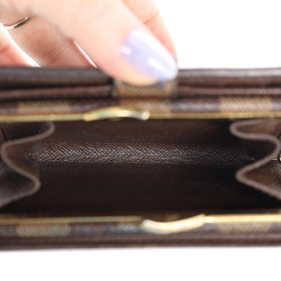 Damier Ebene French Kisslock Purse Wallet