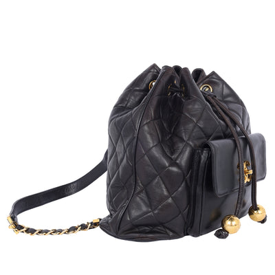 Quilted Lambskin Drawstring Backpack