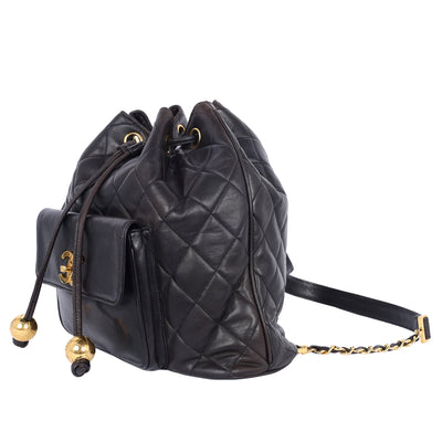 Quilted Lambskin Drawstring Backpack