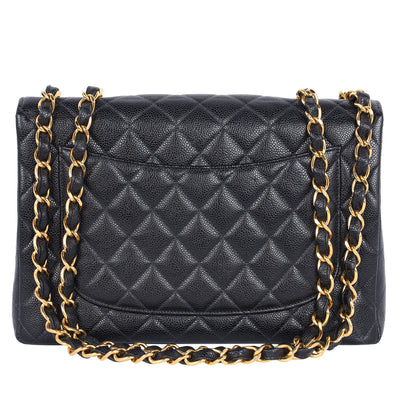 Quilted Jumbo Classic Caviar Leather Flap Bag