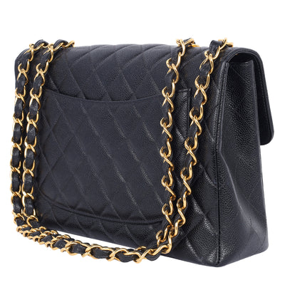 Quilted Jumbo Classic Caviar Leather Flap Bag