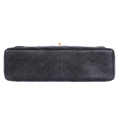 Quilted Jumbo Classic Caviar Leather Flap Bag