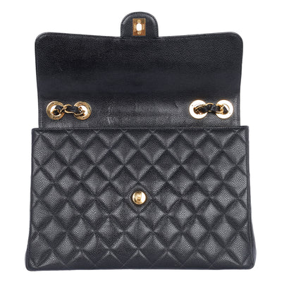 Quilted Jumbo Classic Caviar Leather Flap Bag